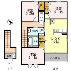 尾上の松駅 徒歩7分 2階の物件間取画像